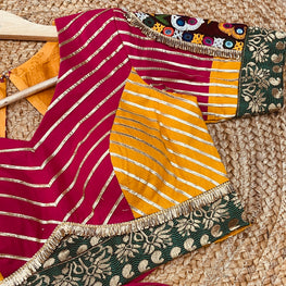 PINK AND YELLOW BANJARA BLOUSE HANDMADEAHOLIC BY MISHKA