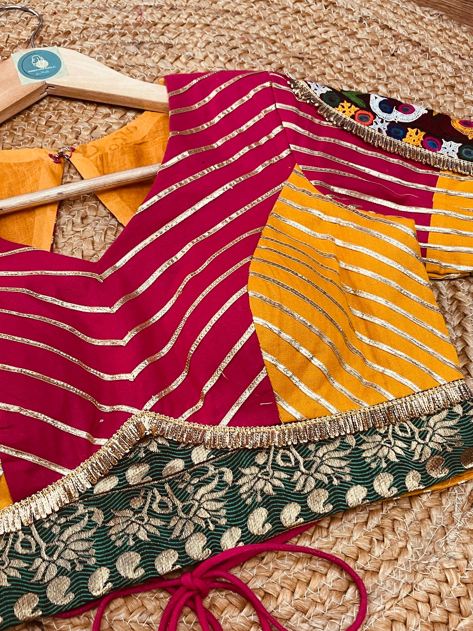 PINK AND YELLOW BANJARA BLOUSE HANDMADEAHOLIC BY MISHKA