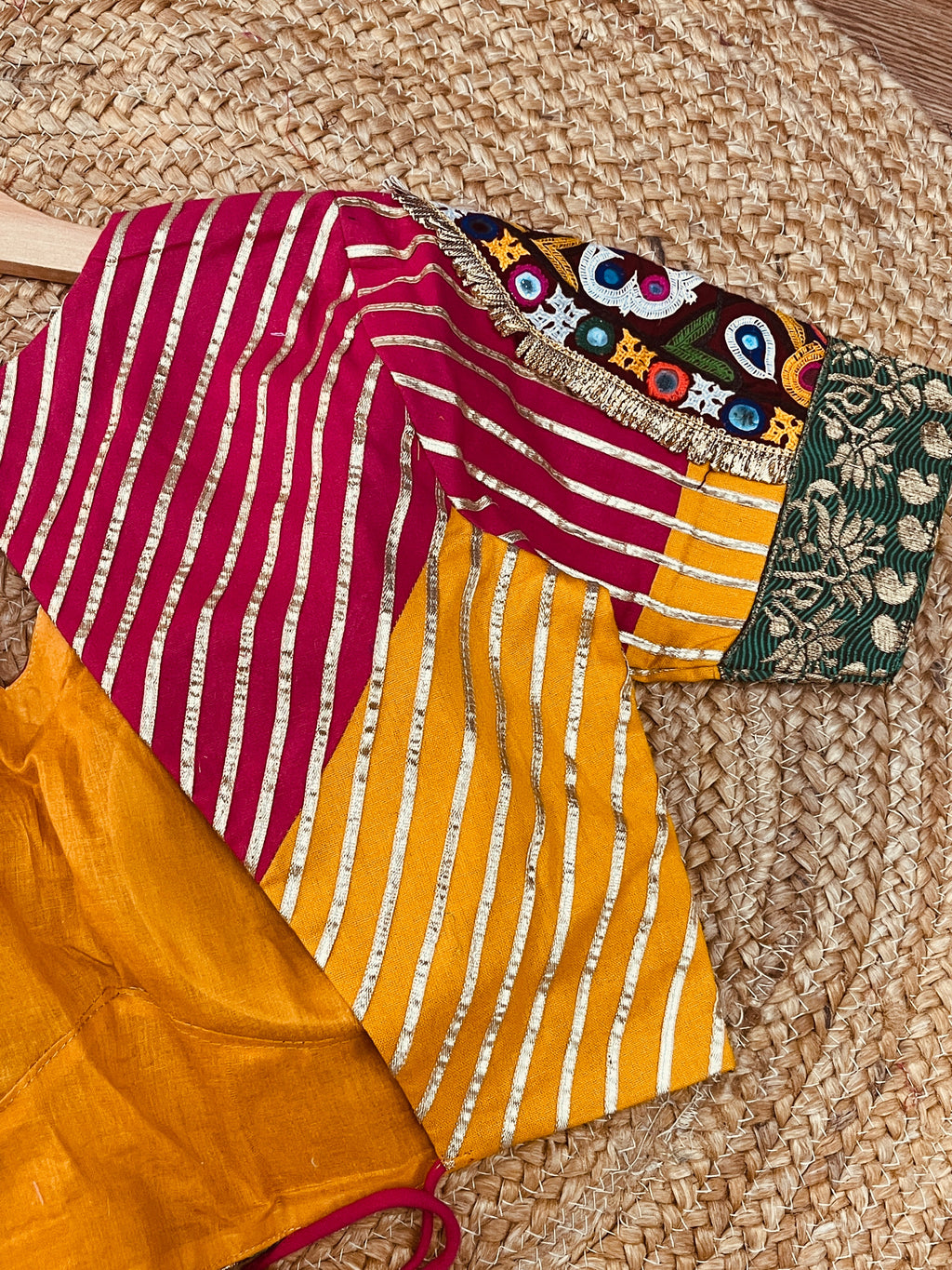PINK AND YELLOW BANJARA BLOUSE HANDMADEAHOLIC BY MISHKA