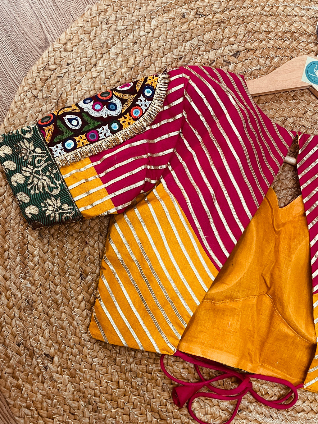 PINK AND YELLOW BANJARA BLOUSE HANDMADEAHOLIC BY MISHKA