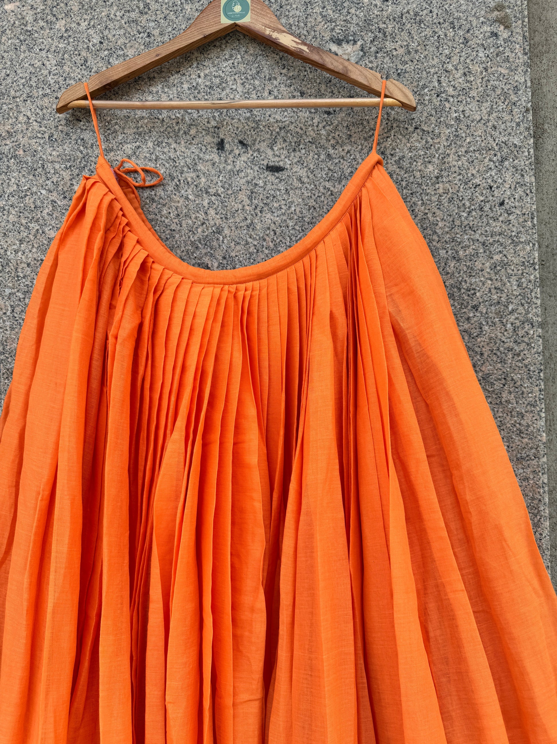 MULMUL COTTON ORANGE SKIRT WITH BROAD LACE HANDMADEAHOLIC BY MISHKA