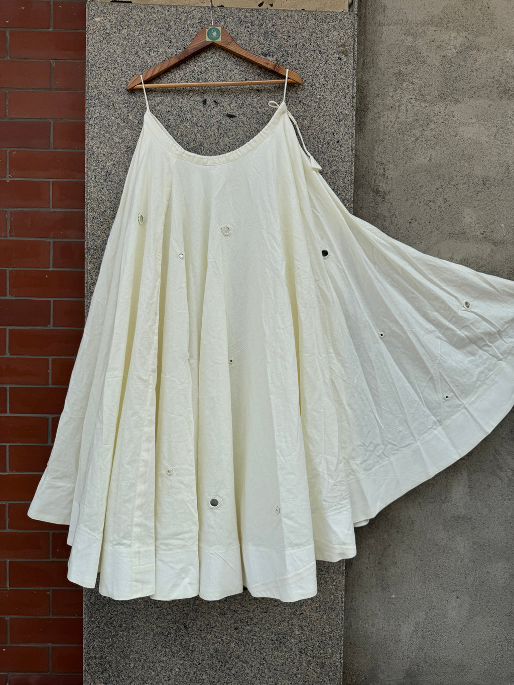 OFF WHITE UMBRELLA MIRROR WORK SKIRT HANDMADEAHOLIC BY MISHKA