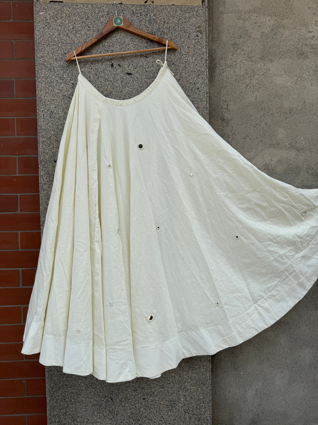 OFF WHITE UMBRELLA MIRROR WORK SKIRT HANDMADEAHOLIC BY MISHKA