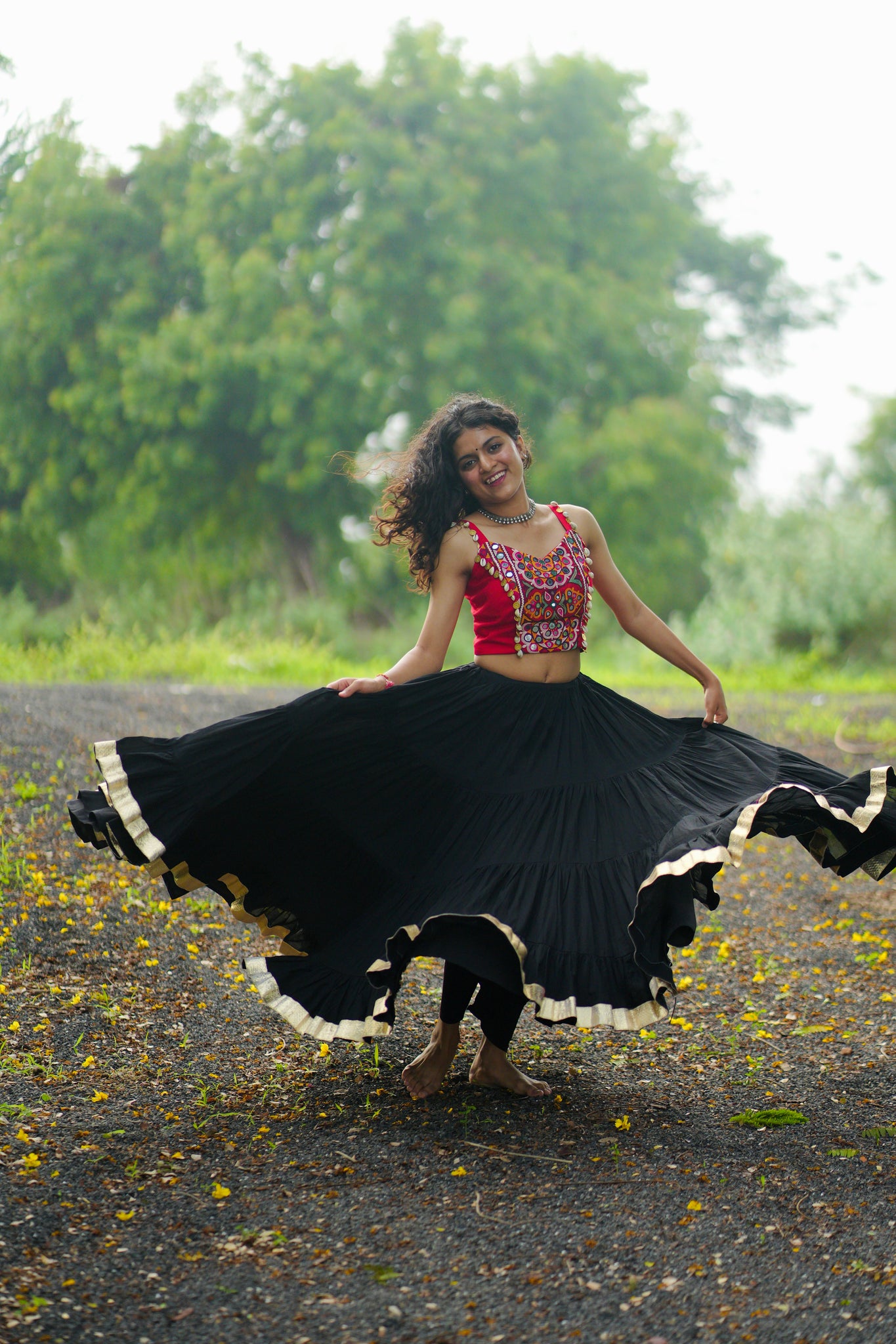 RED AND BLACK CHANIYA CHOLI HANDMADEAHOLIC BY MISHKA