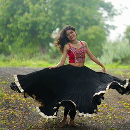 RED AND BLACK CHANIYA CHOLI HANDMADEAHOLIC BY MISHKA