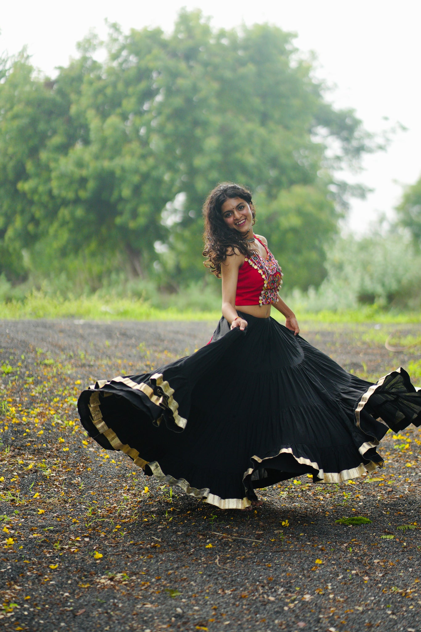 RED AND BLACK CHANIYA CHOLI HANDMADEAHOLIC BY MISHKA