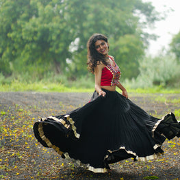 RED AND BLACK CHANIYA CHOLI HANDMADEAHOLIC BY MISHKA