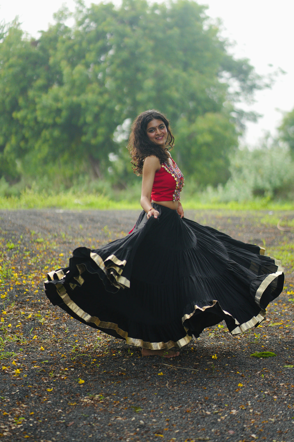 RED AND BLACK CHANIYA CHOLI HANDMADEAHOLIC BY MISHKA