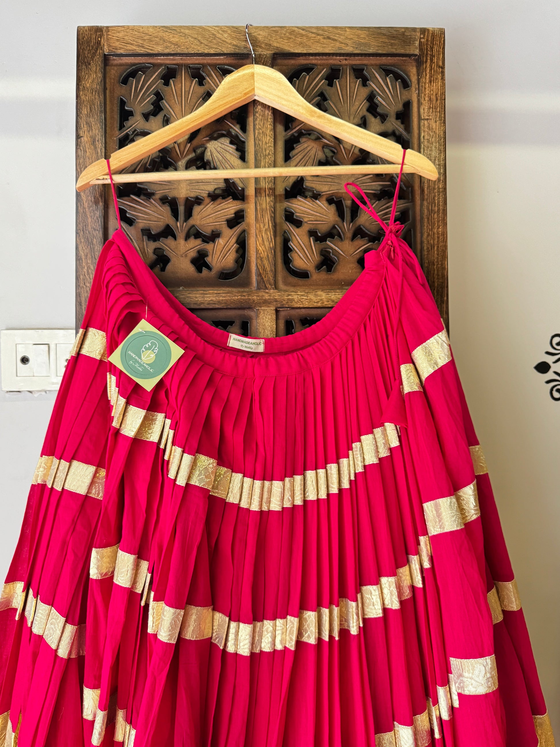 PINK AND PURPLE MULMUL SKIRT RAAS'25 HANDMADEAHOLIC BY MISHKA