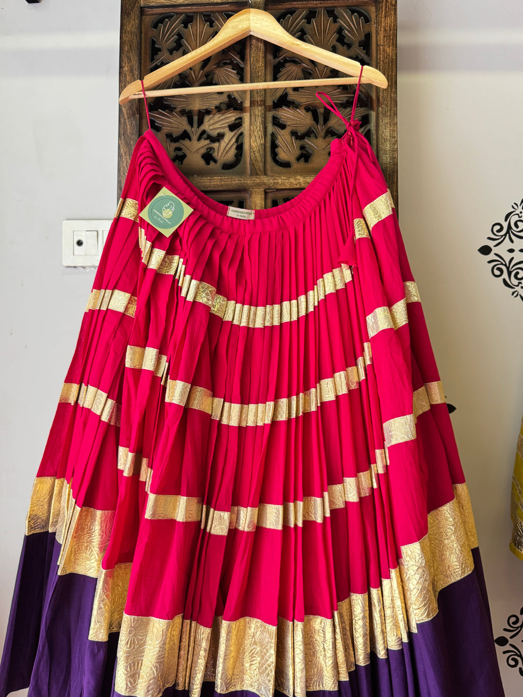 PINK AND PURPLE MULMUL SKIRT RAAS'25 HANDMADEAHOLIC BY MISHKA