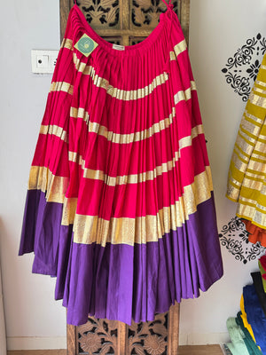 PINK AND PURPLE MULMUL SKIRT RAAS'25 HANDMADEAHOLIC BY MISHKA