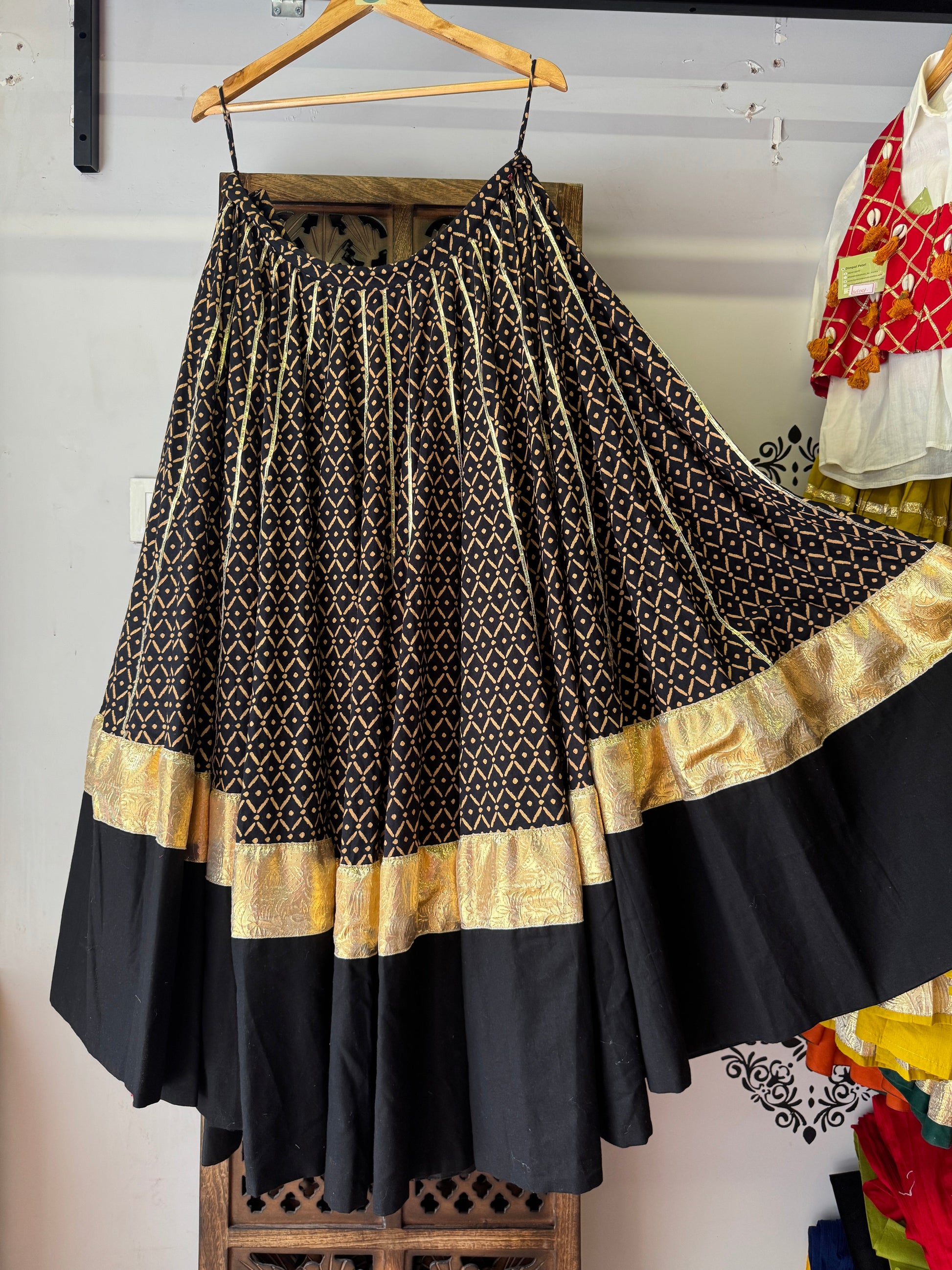 BLACK SKIN AJRAKH SKIRT RAAS'25 HANDMADEAHOLIC BY MISHKA