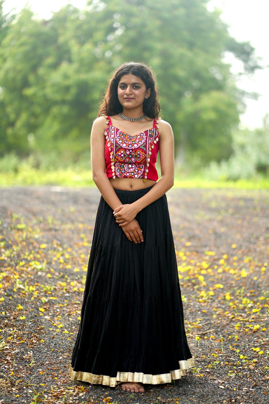 RED AND BLACK CHANIYA CHOLI HANDMADEAHOLIC BY MISHKA