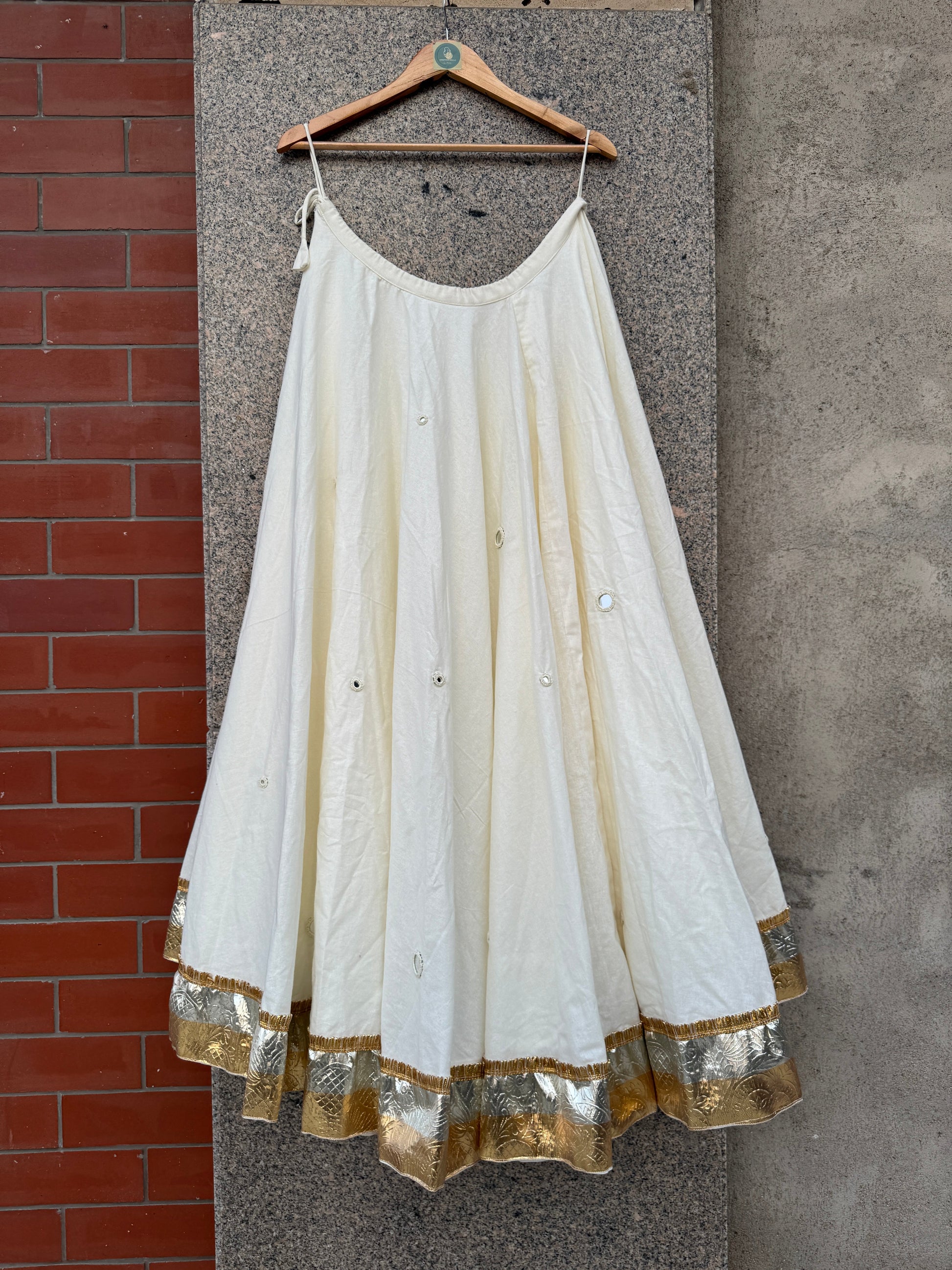 OFF WHITE UMBRELLA MIRROR WORK LAMPI SKIRT HANDMADEAHOLIC BY MISHKA