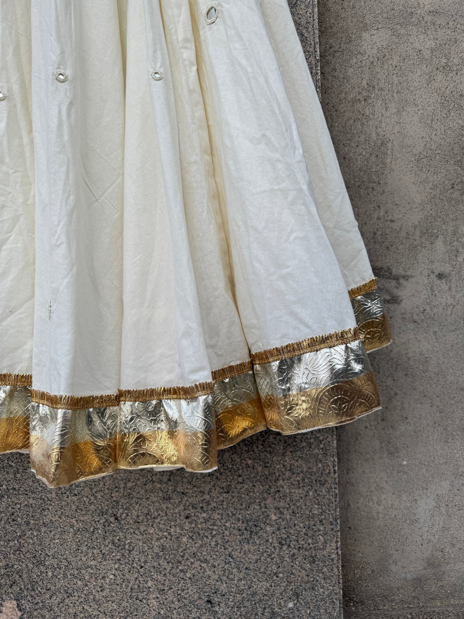 OFF WHITE UMBRELLA MIRROR WORK LAMPI SKIRT HANDMADEAHOLIC BY MISHKA