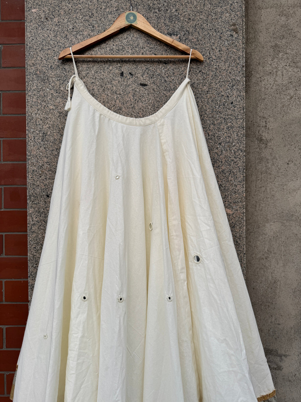 OFF WHITE UMBRELLA MIRROR WORK LAMPI SKIRT HANDMADEAHOLIC BY MISHKA