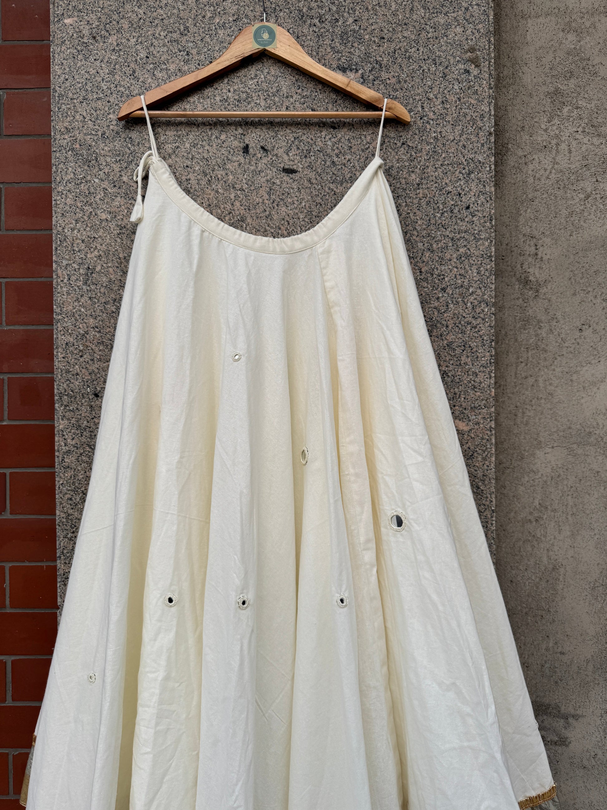 OFF WHITE UMBRELLA MIRROR WORK LAMPI SKIRT HANDMADEAHOLIC BY MISHKA