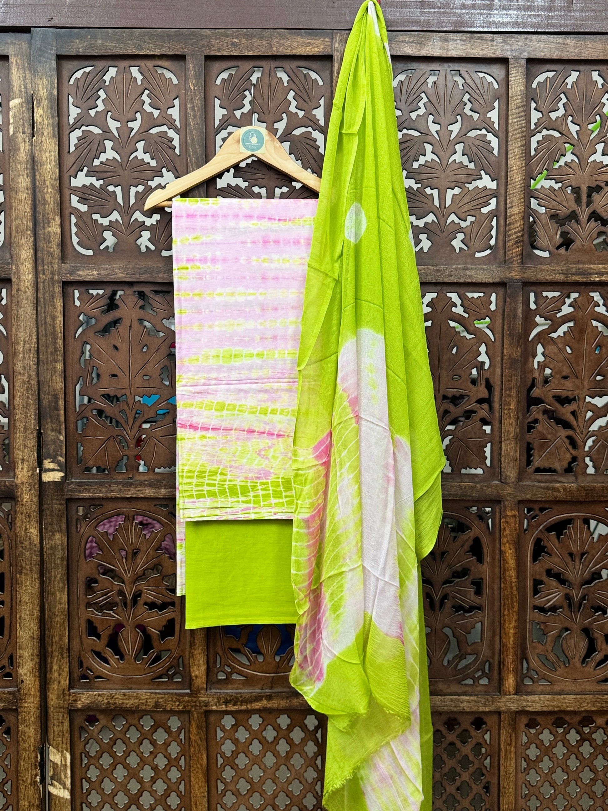 Pastel Zest – Handblock Mul Cotton Unstitched Suit Set With Chiffon Dupatta HANDMADEAHOLIC BY MISHKA