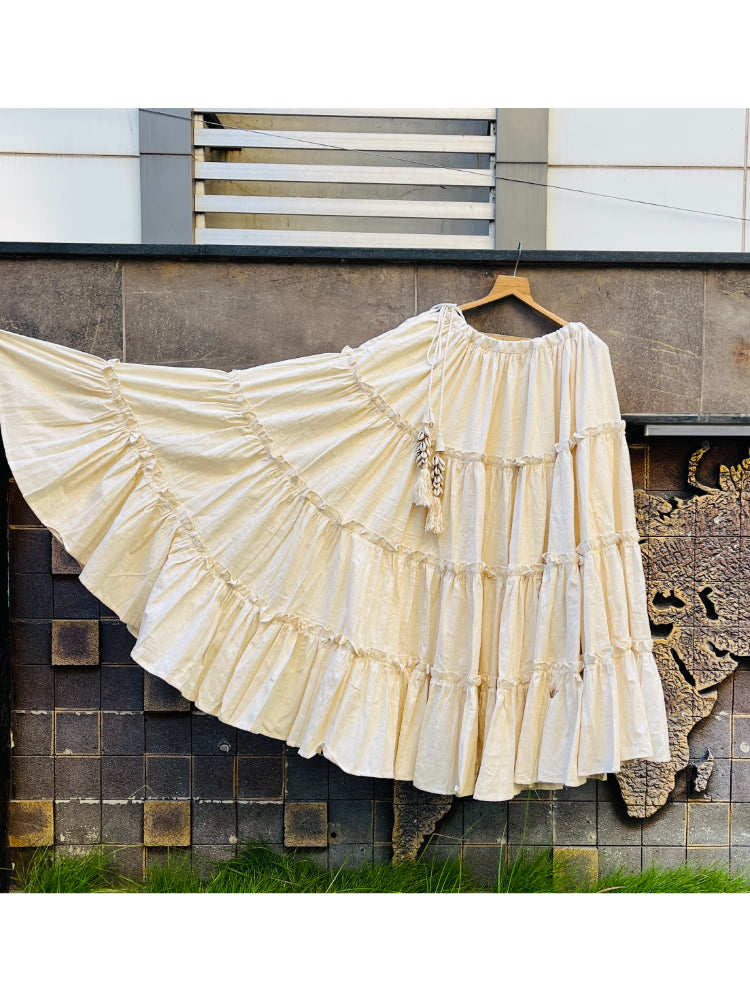 OFF WHITE KHADI FRILL SKIRT HANDMADEAHOLIC BY MISHKA