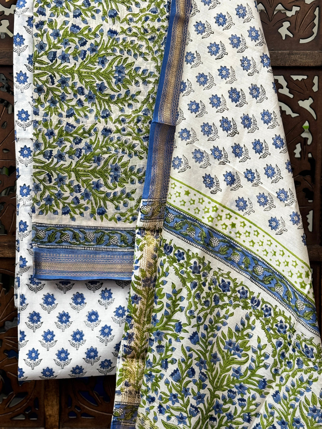 Ethereal Botanica: Maheshwari Silk & Handblock Suit Set HANDMADEAHOLIC BY MISHKA