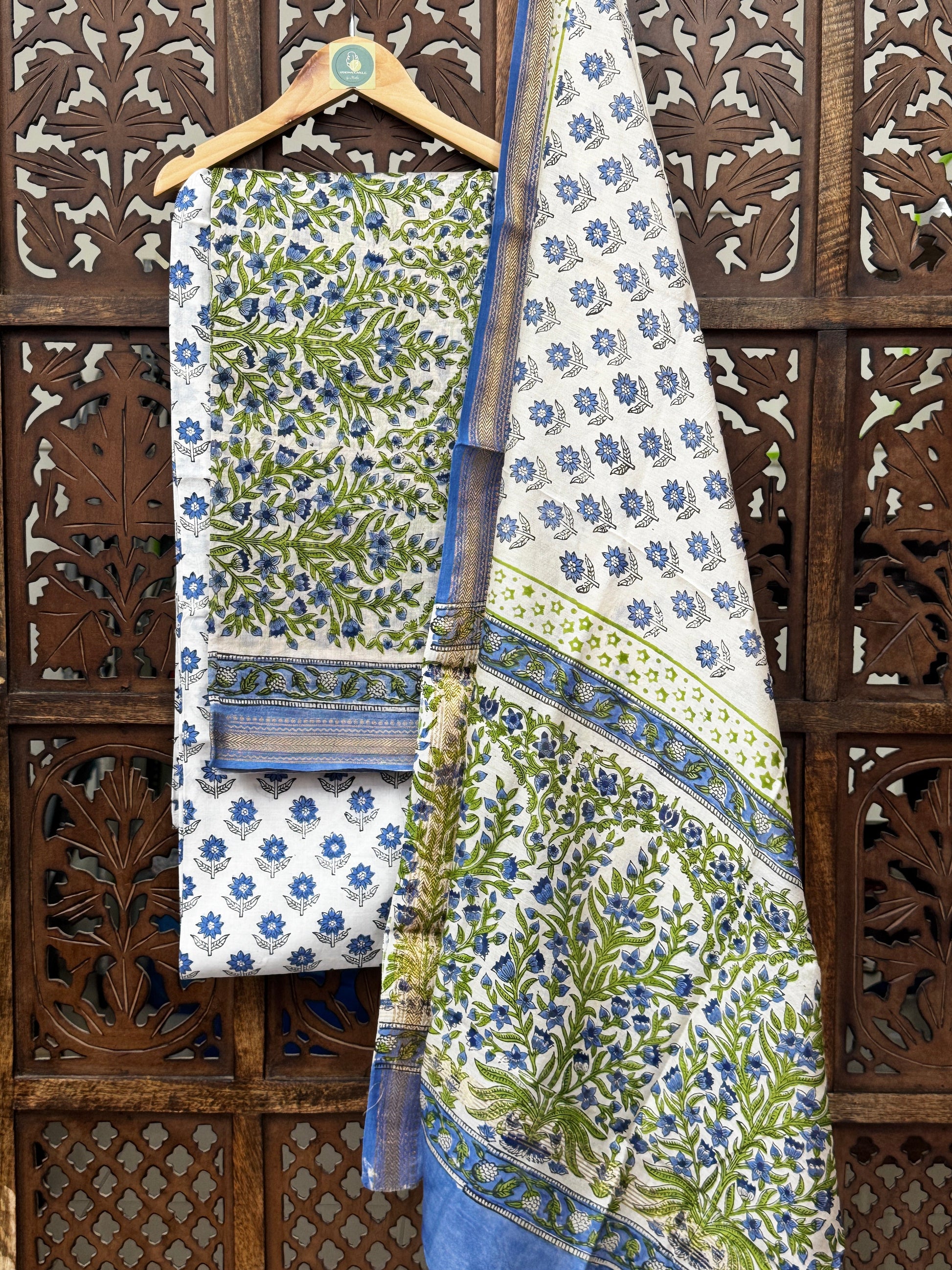 Ethereal Botanica: Maheshwari Silk & Handblock Suit Set HANDMADEAHOLIC BY MISHKA