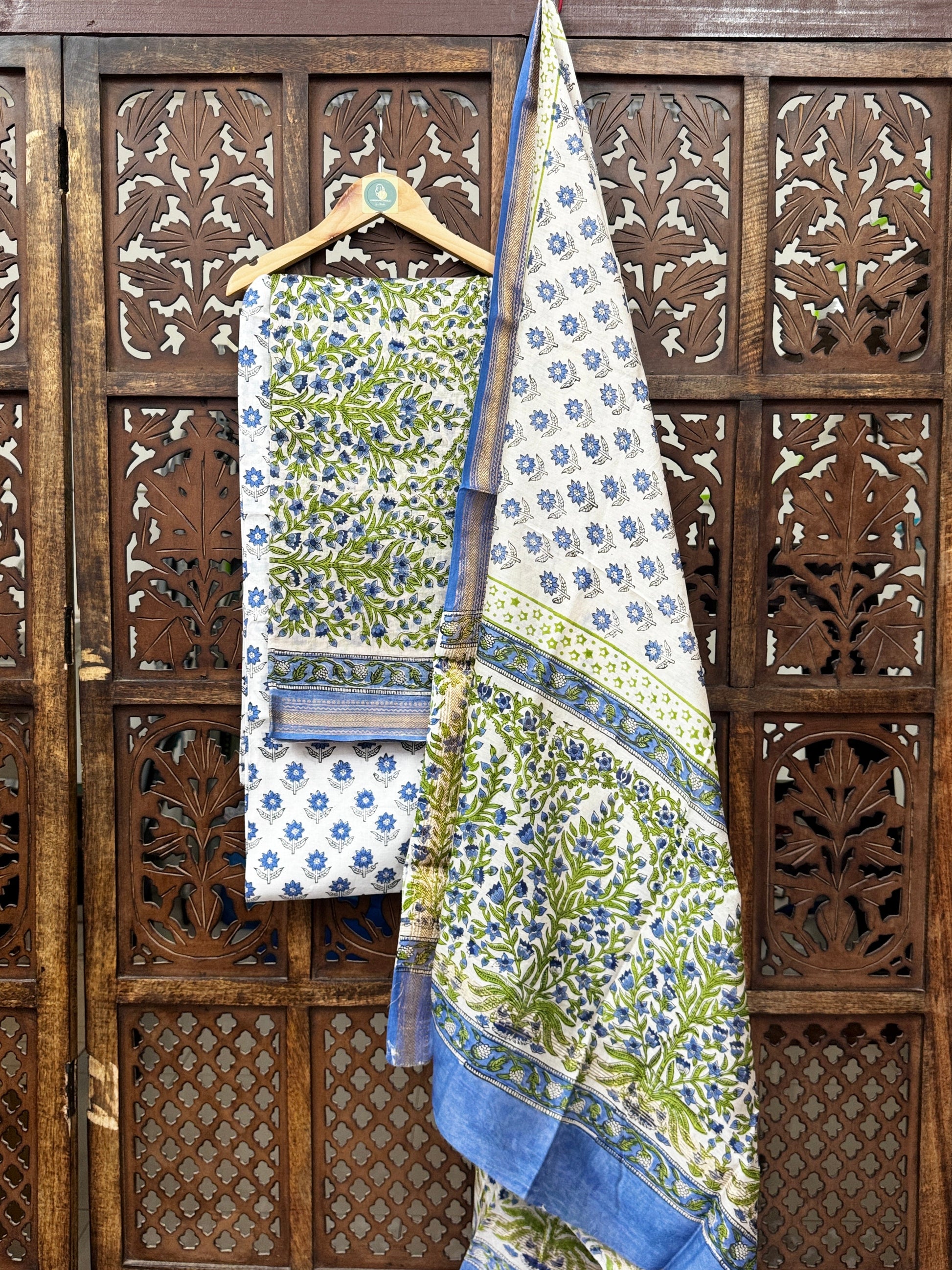 Ethereal Botanica: Maheshwari Silk & Handblock Suit Set HANDMADEAHOLIC BY MISHKA
