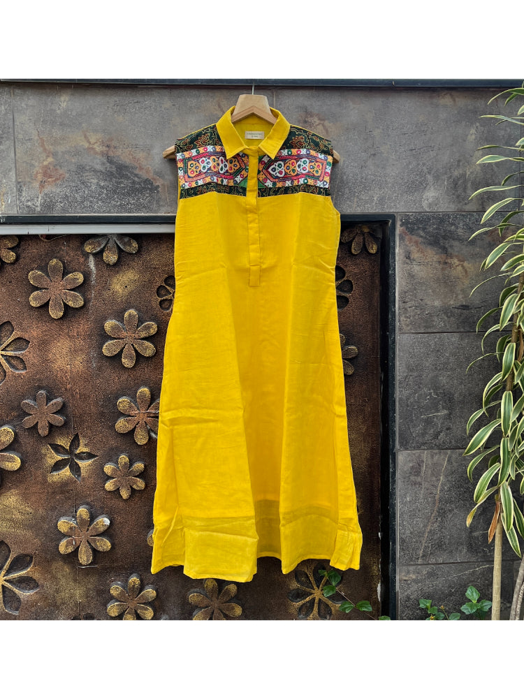 BOHO YELLOW A-LINE DRESS HANDMADEAHOLIC BY MISHKA