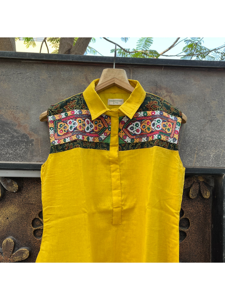 BOHO YELLOW A-LINE DRESS HANDMADEAHOLIC BY MISHKA