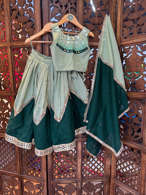 GREEN LIGHT AND DARK KIDS CHOLI RAAS'25 HANDMADEAHOLIC BY MISHKA