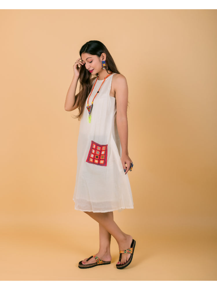 BOHO POCKET OFF WHITE DRESS HANDMADEAHOLIC BY MISHKA