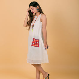 BOHO POCKET OFF WHITE DRESS HANDMADEAHOLIC BY MISHKA