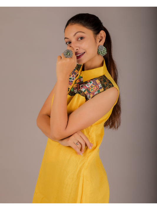 BOHO YELLOW A-LINE DRESS HANDMADEAHOLIC BY MISHKA