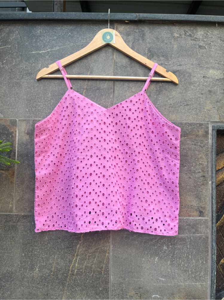 PINK SCHIFFLY CAMI TOP HANDMADEAHOLIC BY MISHKA