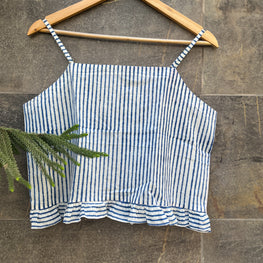 BLUE HANDBLOCK STRIPE CAMI TOP HANDMADEAHOLIC BY MISHKA