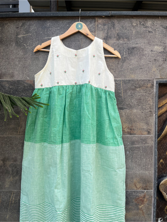 LIGTH GREEN STRIPE MIDI DRESS HANDMADEAHOLIC BY MISHKA