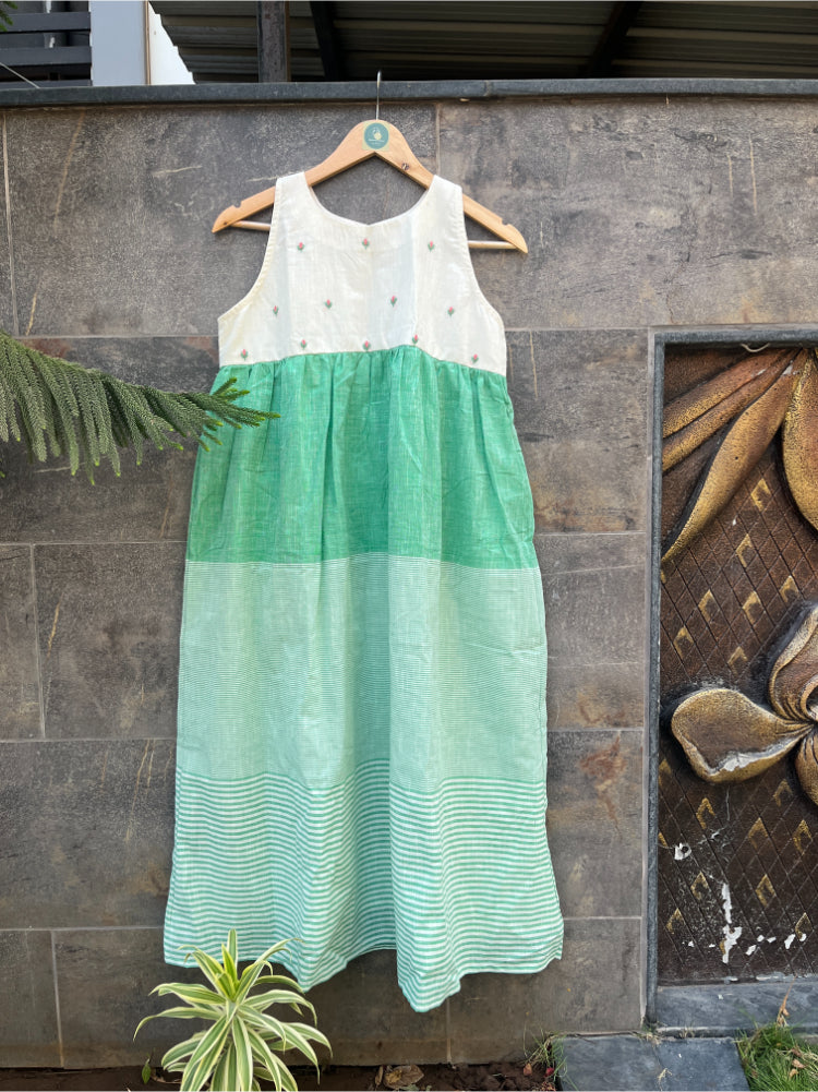 LIGTH GREEN STRIPE MIDI DRESS HANDMADEAHOLIC BY MISHKA