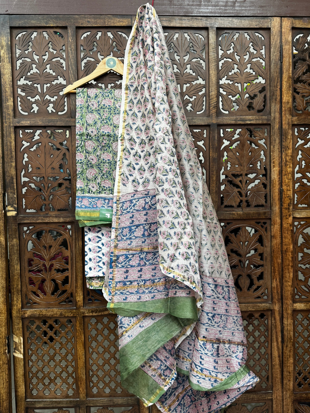 Royal Chanderi Silk Handblock Unstitched Suit Set HANDMADEAHOLIC BY MISHKA