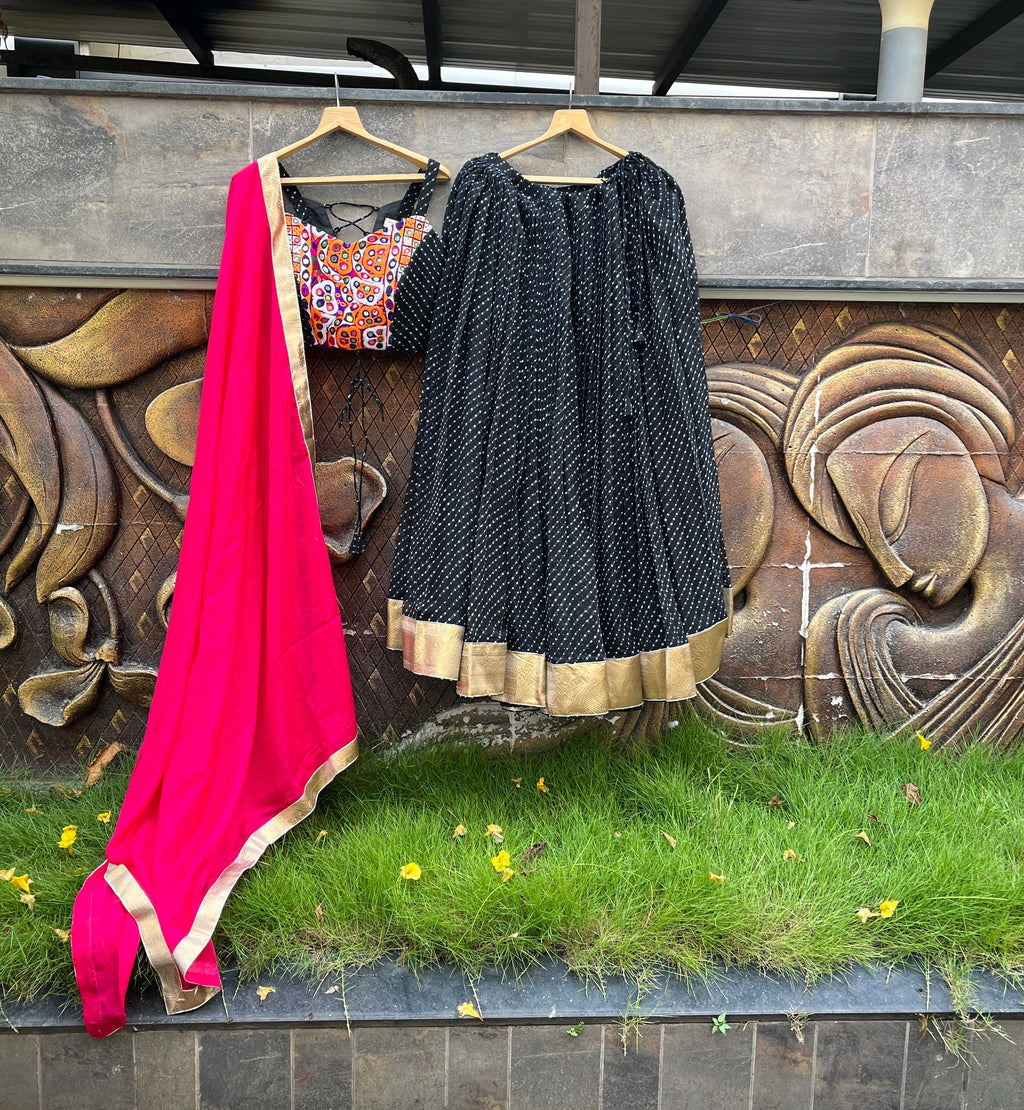 BLACK LAHERIYA CHANIYA CHOLI HANDMADEAHOLIC BY MISHKA