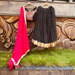 BLACK LAHERIYA CHANIYA CHOLI HANDMADEAHOLIC BY MISHKA