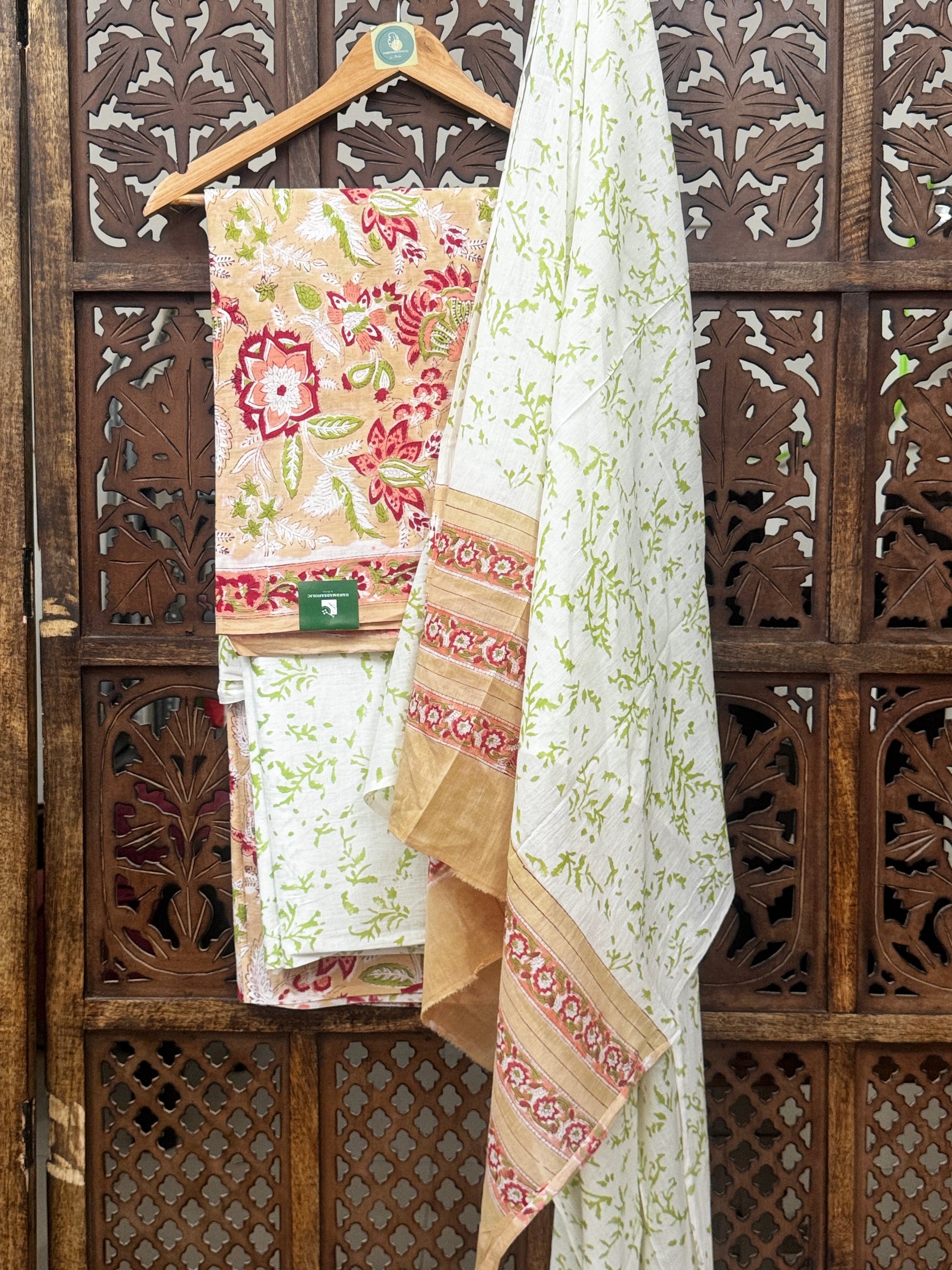 Amber Flora Handblock Printed Cotton Suit Set HANDMADEAHOLIC BY MISHKA
