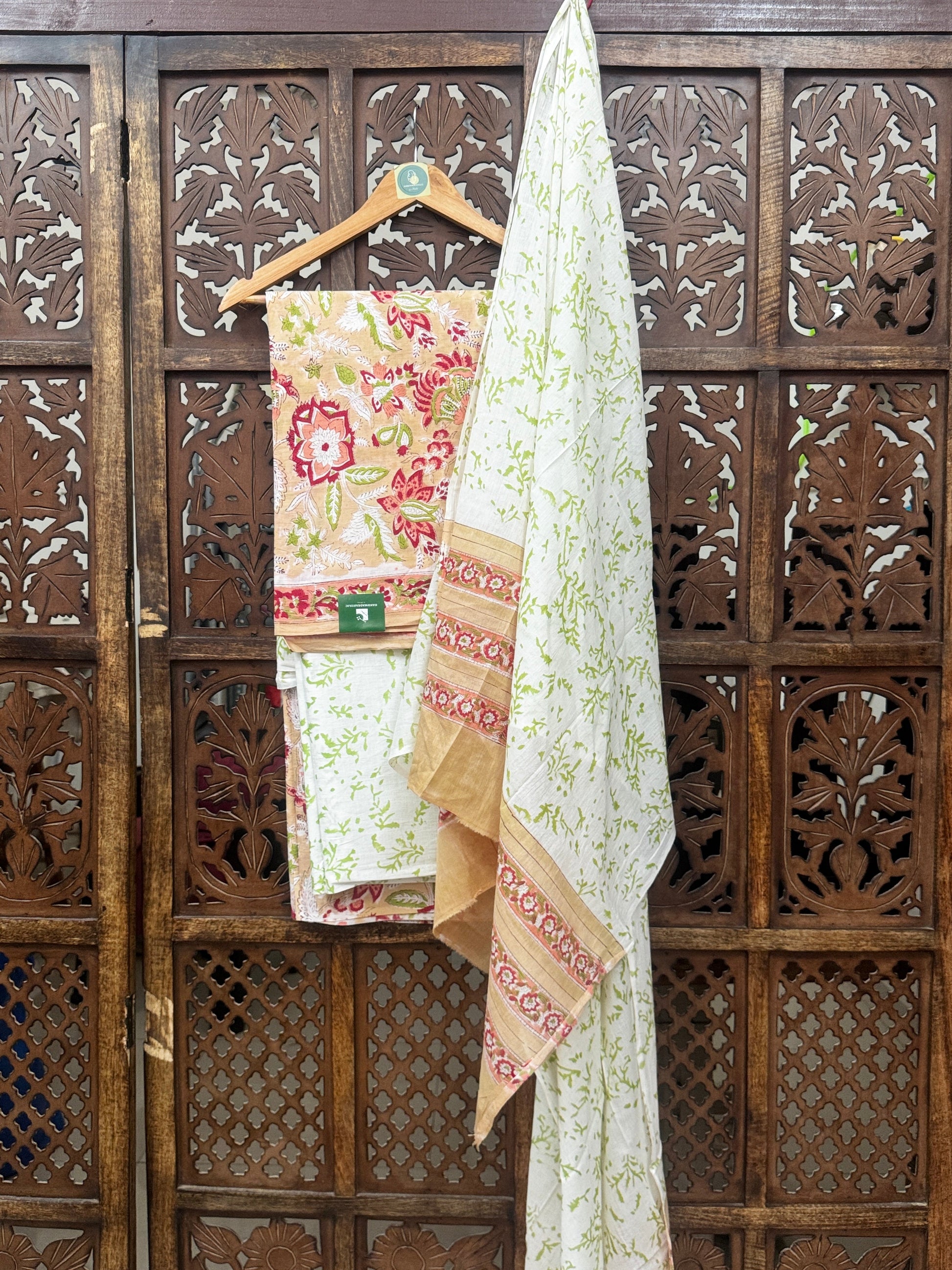 Amber Flora Handblock Printed Cotton Suit Set HANDMADEAHOLIC BY MISHKA