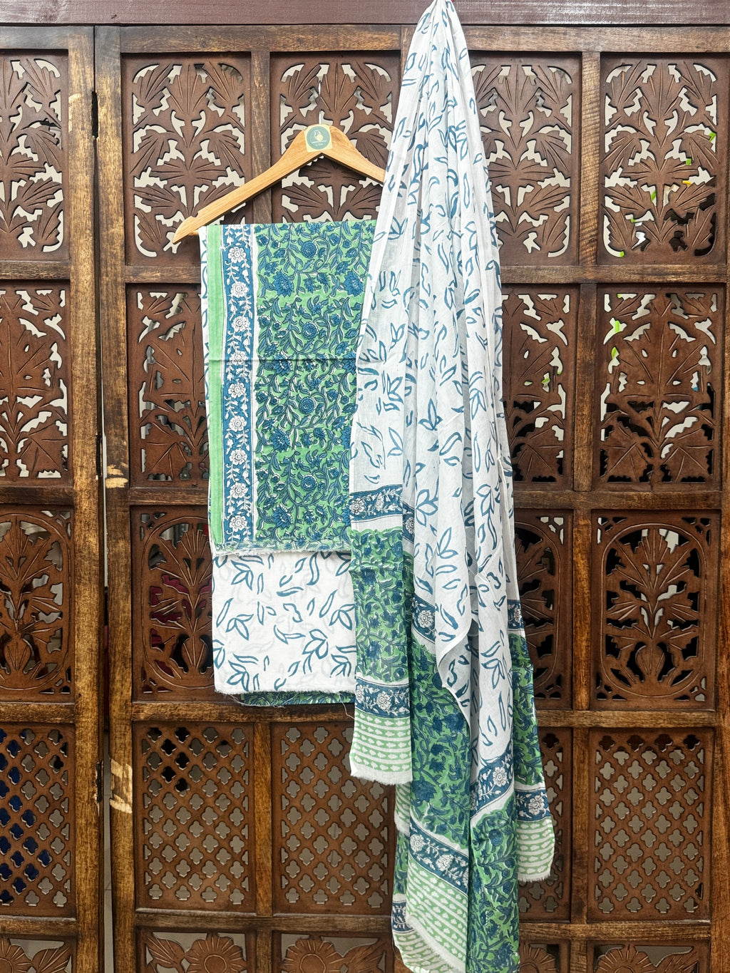 Azure Forest Hand-Block Printed Cotton Unstitched Suit Set HANDMADEAHOLIC BY MISHKA