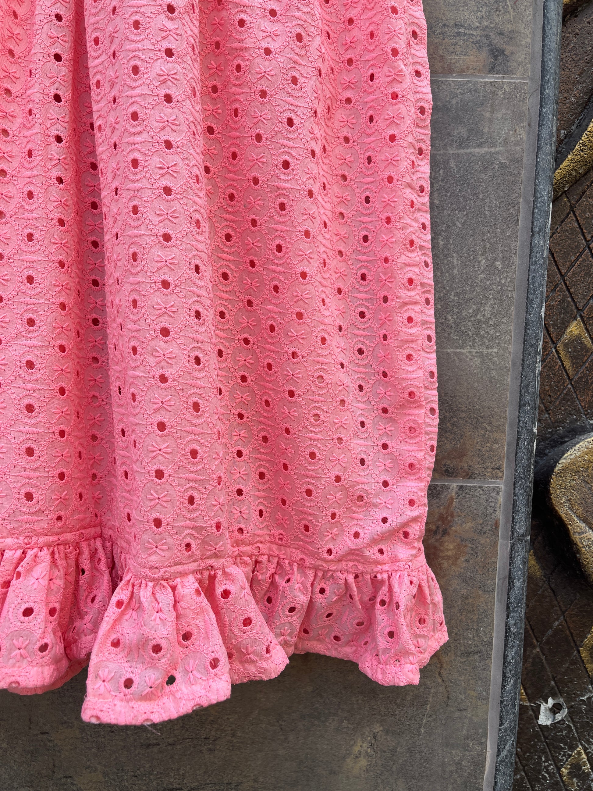 PEACH SCHIFFLY SMOCK DRESS HANDMADEAHOLIC BY MISHKA