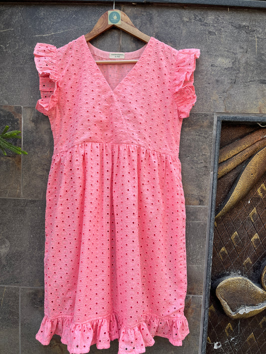 PEACH SCHIFFLY SMOCK DRESS HANDMADEAHOLIC BY MISHKA