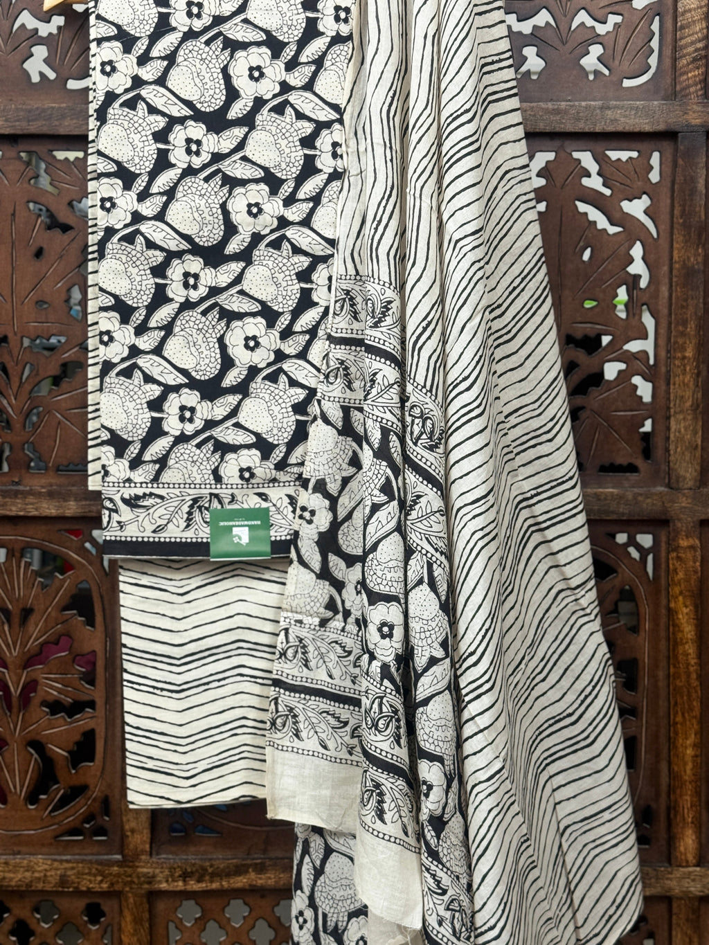 Monochrome Bloom – Handblock Printed Cotton Suit Set HANDMADEAHOLIC BY MISHKA