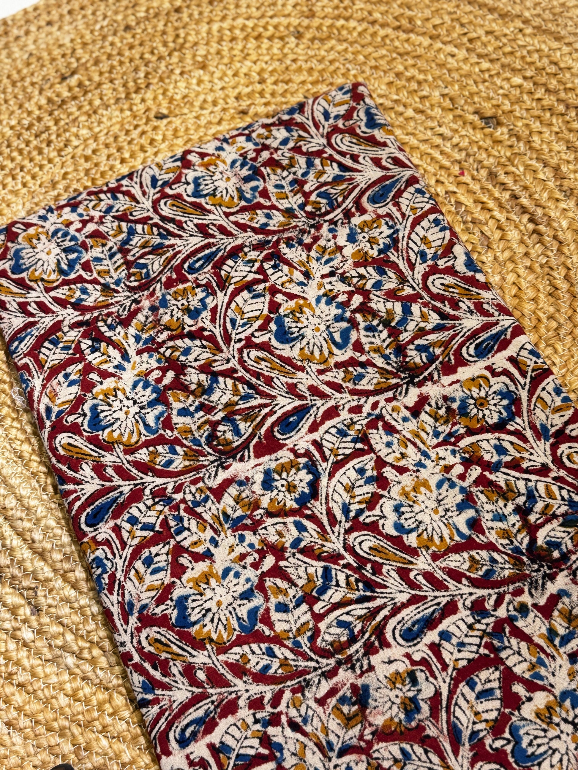 Traditional Floral Kalamkari – Hand-Blocked Premium Cotton HANDMADEAHOLIC BY MISHKA