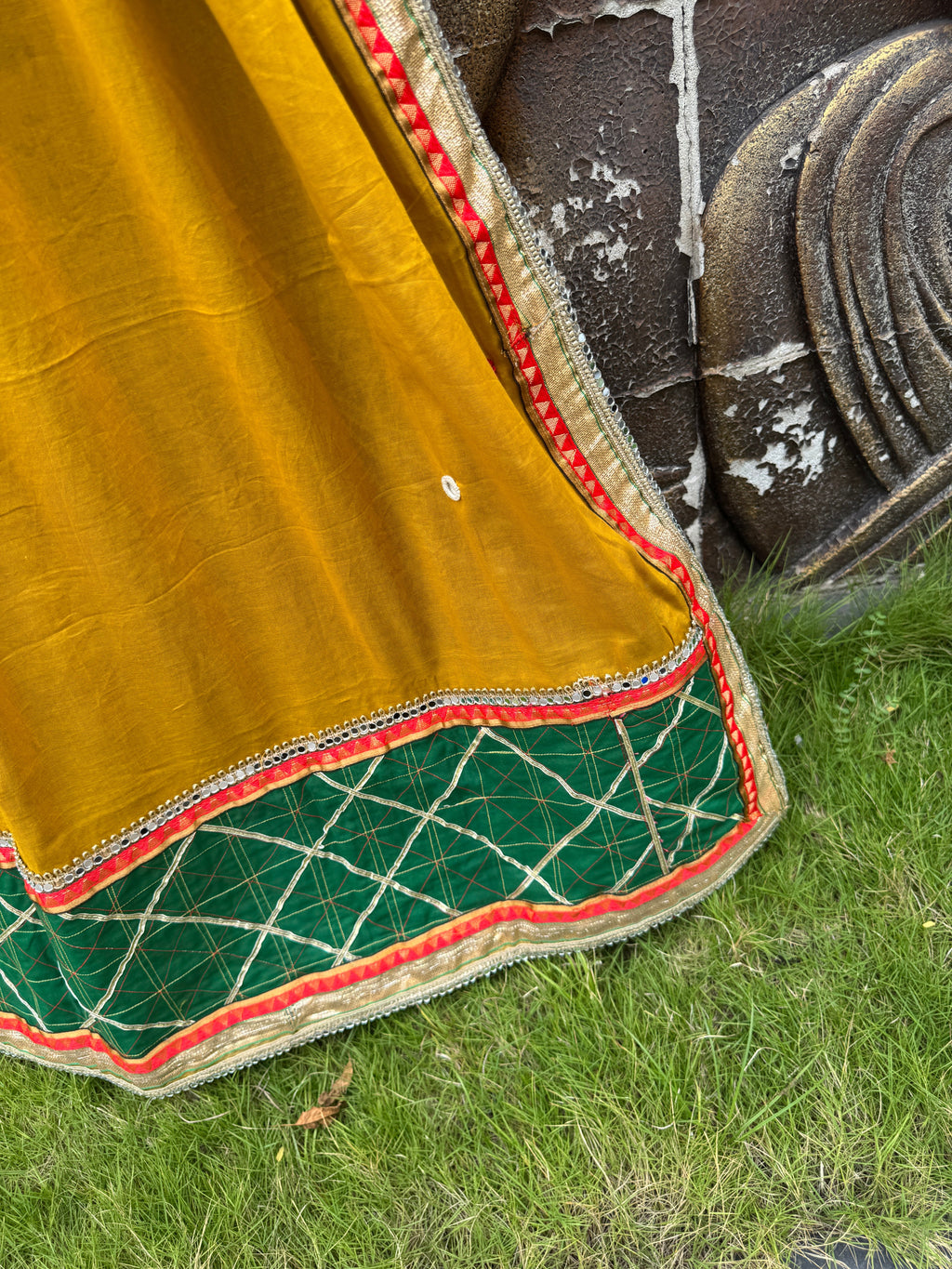 Elegant Mustard Varajana Mulmul Cotton Dupatta HANDMADEAHOLIC BY MISHKA