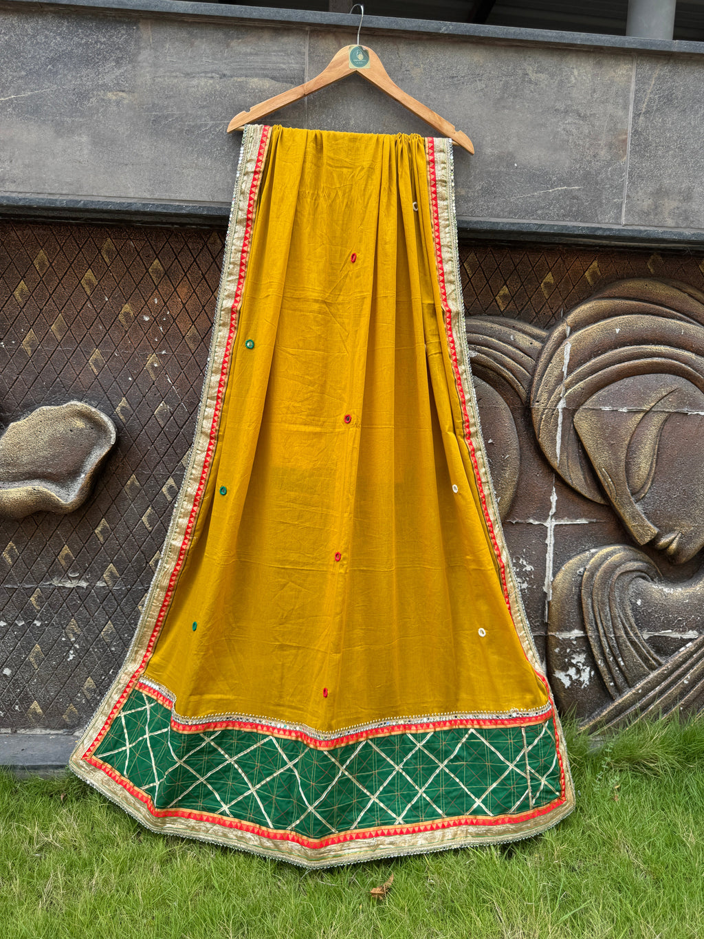 Elegant Mustard Varajana Mulmul Cotton Dupatta HANDMADEAHOLIC BY MISHKA