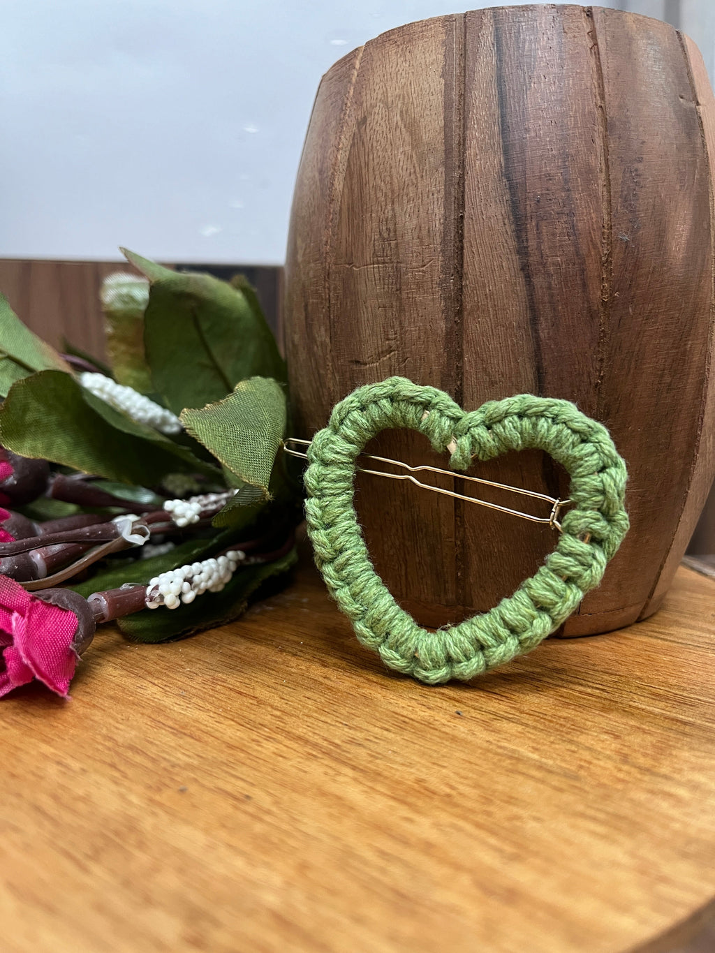 MINT GREEN HEART MACRAME HAIR CLIP HANDMADEAHOLIC BY MISHKA