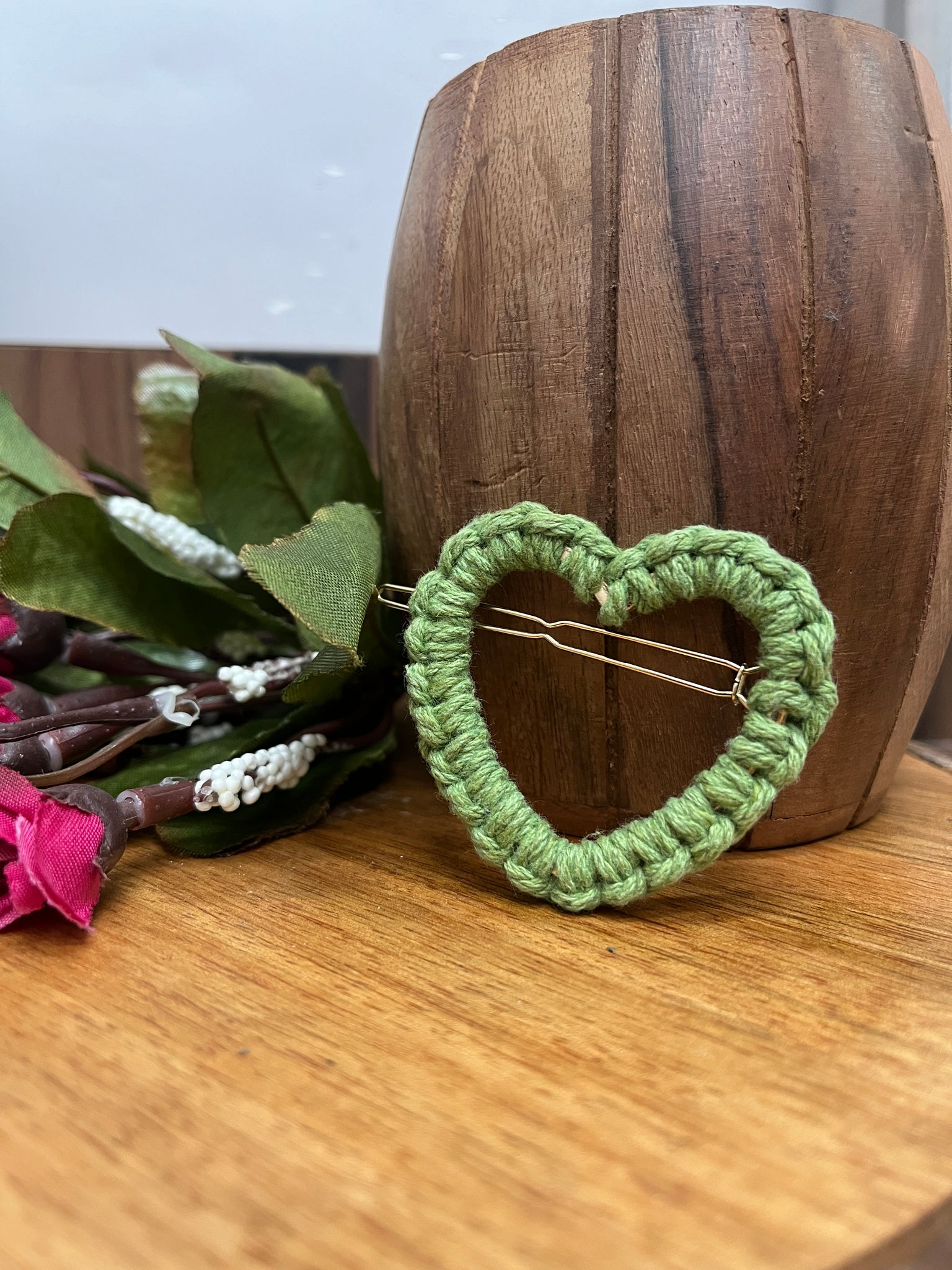 MINT GREEN HEART MACRAME HAIR CLIP HANDMADEAHOLIC BY MISHKA